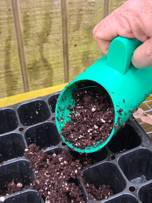 Multi tool 3 in 1 seeder, soil scoop, fertilizer spreader